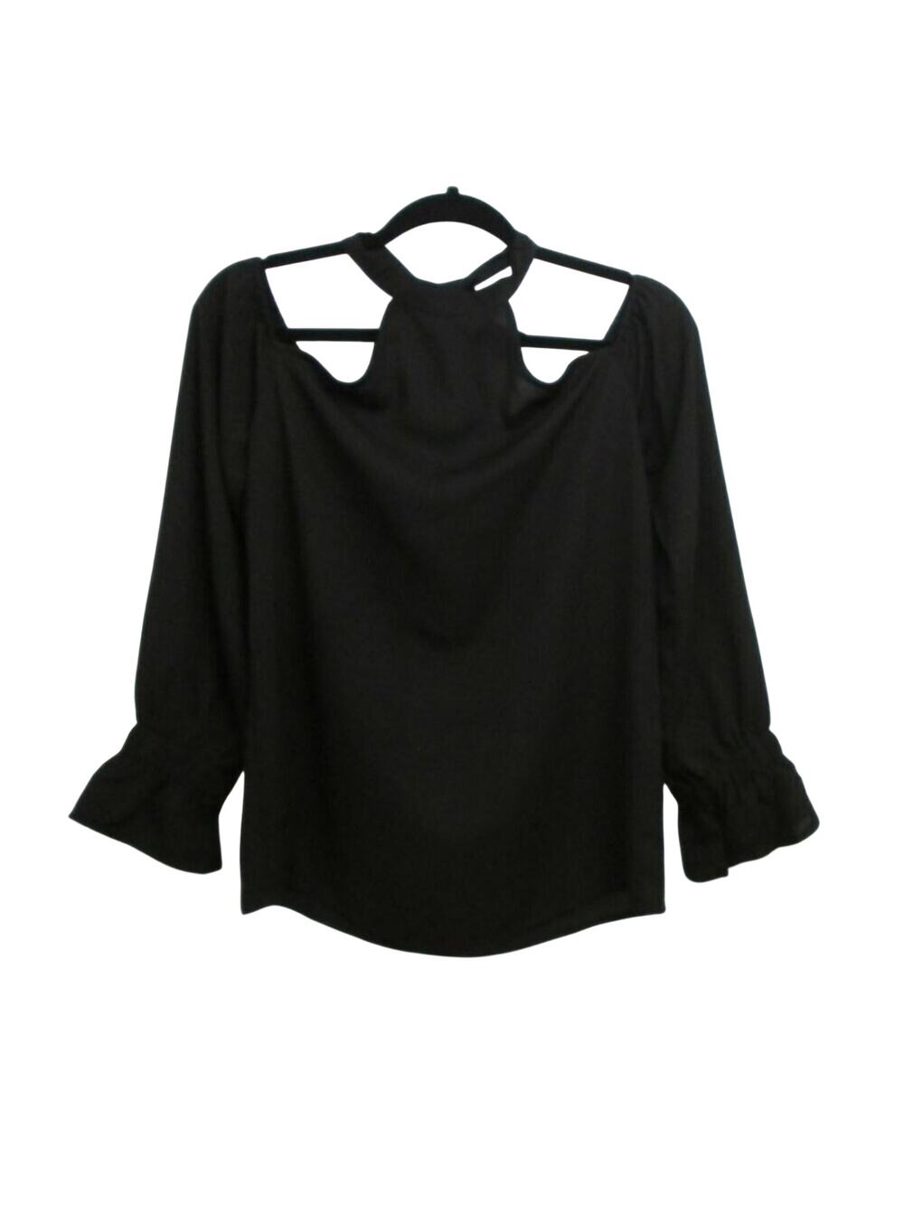 NWT After Market Black Ruffled Cuff Off-the-Shoulder Blouse Size Medium